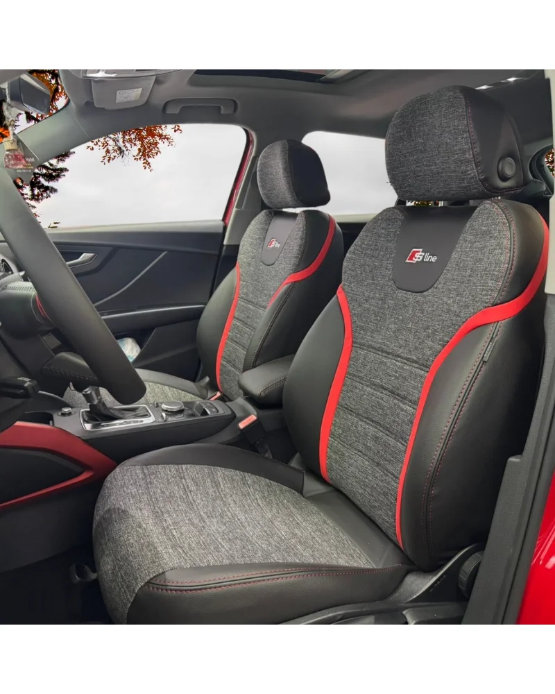 Audi Q2 Araca Özel Oto Koltuk Kılıfı - 1.Kalite Deri Keten - Görsel 1
