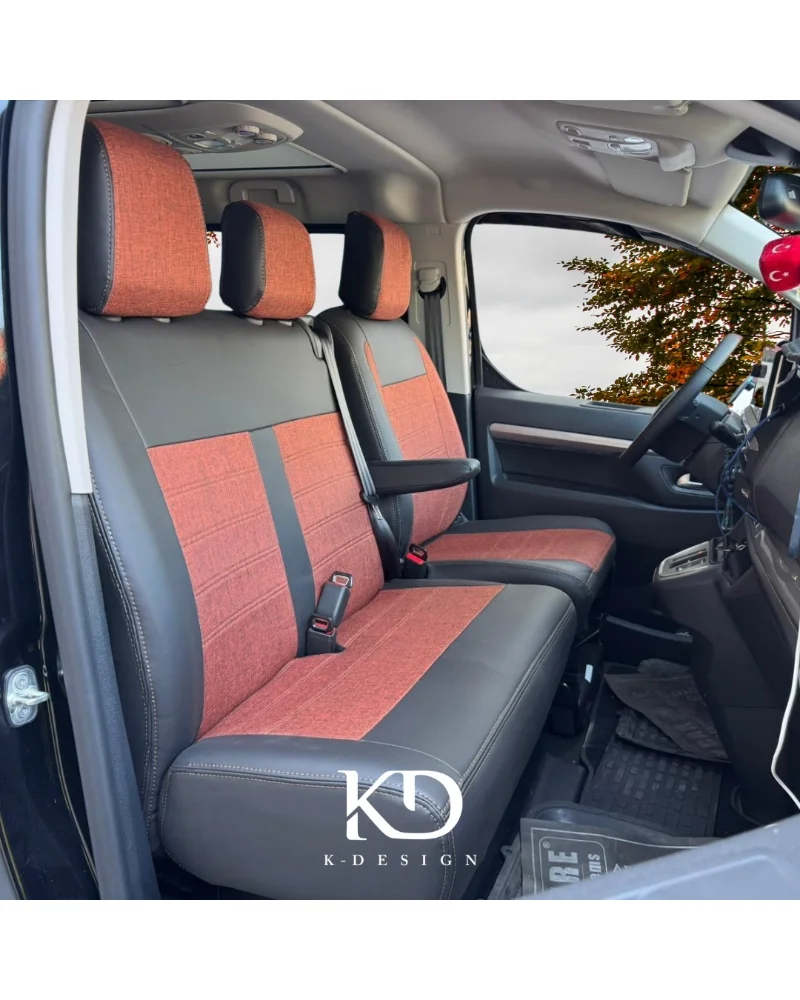 Peugeot Expert Traveller 8+1 Araca Özel Oto Koltuk Kılıfı - 1.Kalite Deri Keten - Görsel 9