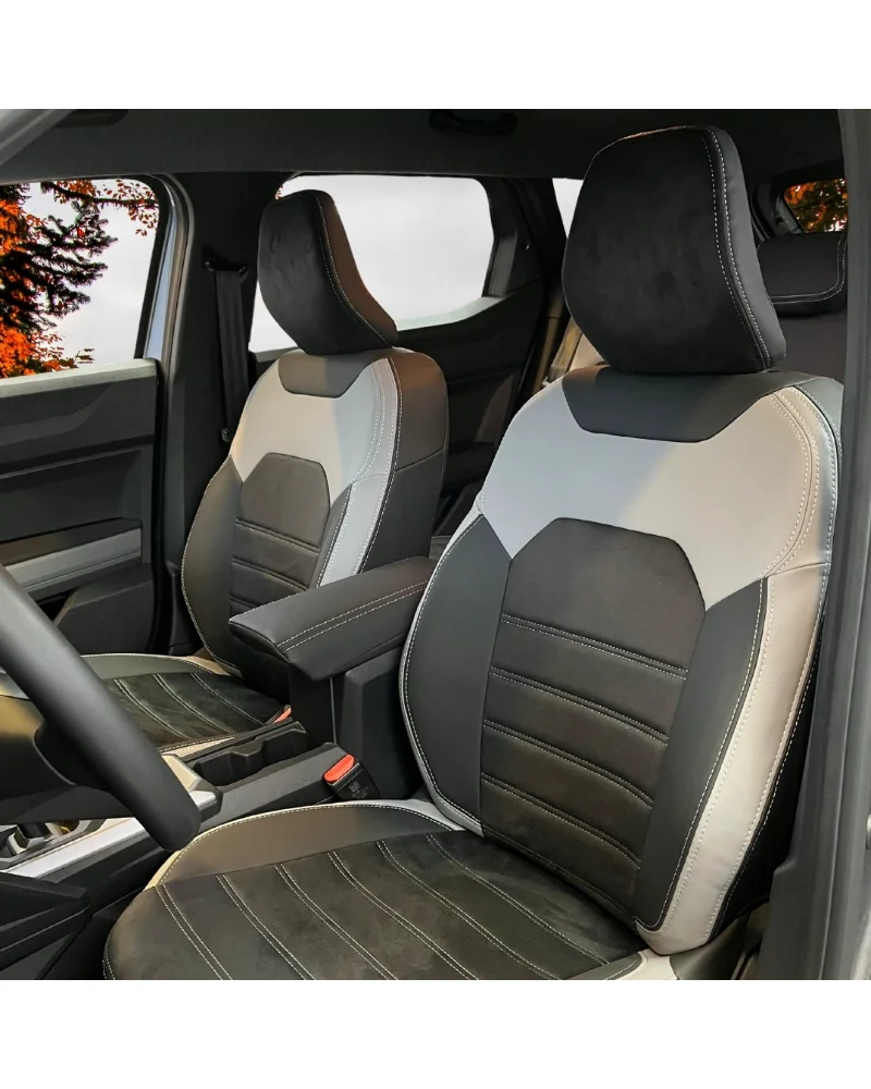 Renault Duster Araca Özel Oto Koltuk Kılıfı - 1.Kalite Deri Alacantara - Görsel 1