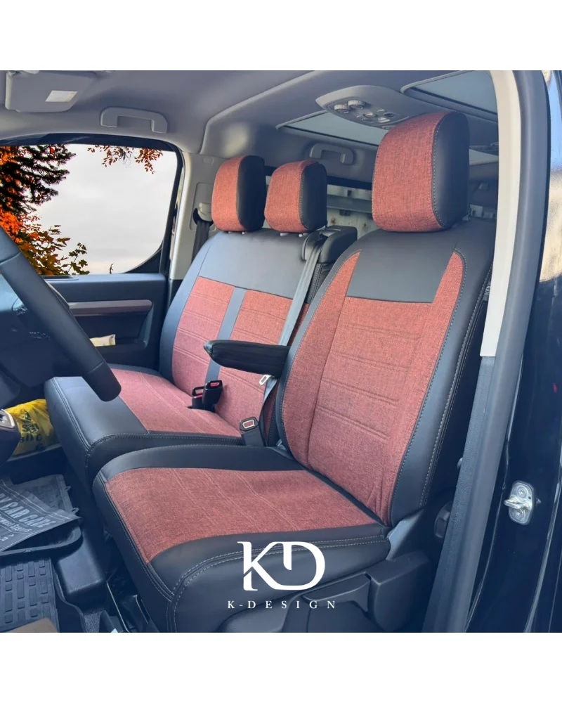 Peugeot Expert Traveller 8+1 Araca Özel Oto Koltuk Kılıfı - 1.Kalite Deri Keten - Görsel 1